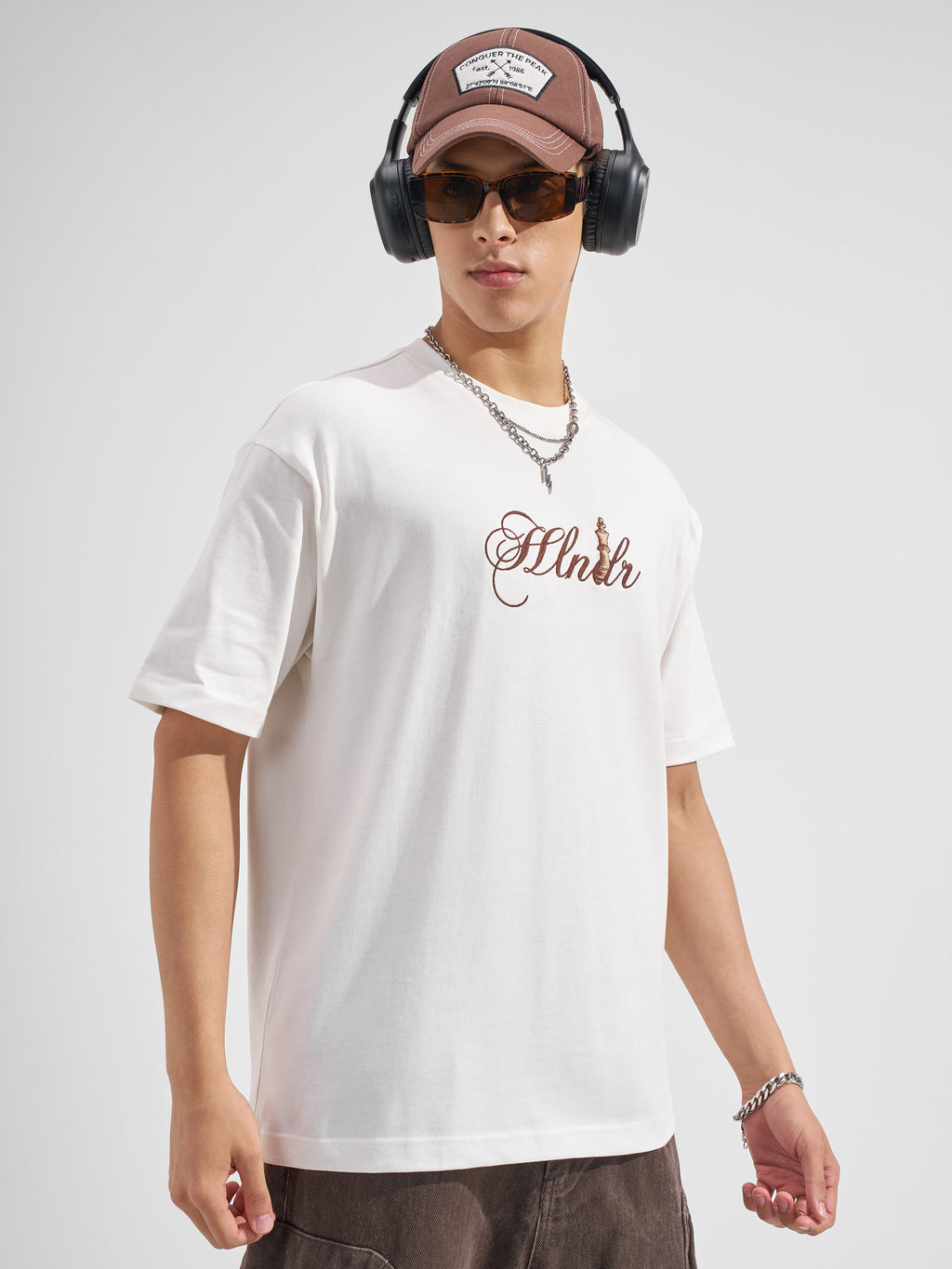 Highlander Men White Printed Round Neck T-Shirt