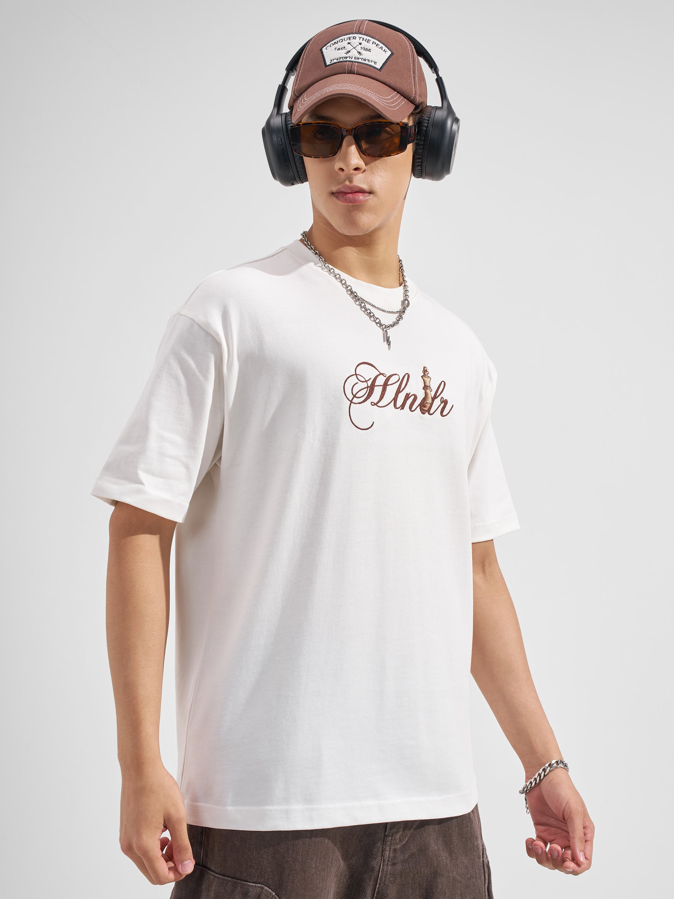 Highlander Men White Printed Round Neck T-Shirt