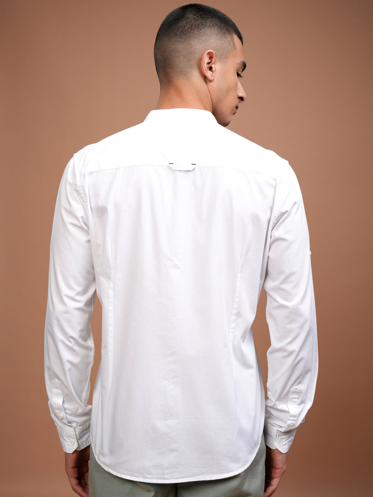 White Slim Fit Solid Long Sleeves Shirt - White - Image 3