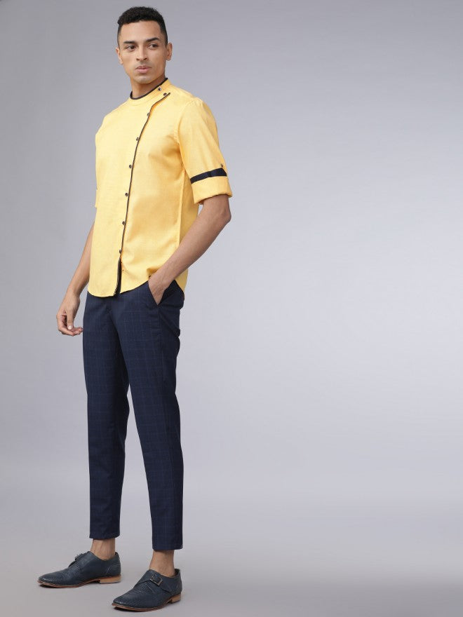 Yellow Slim Fit Solid Long Sleeves Shirt - Yellow - Image 5
