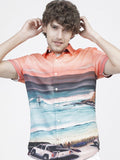 Mens White Slim Fit Printed Casual Shirt - White - Image 1