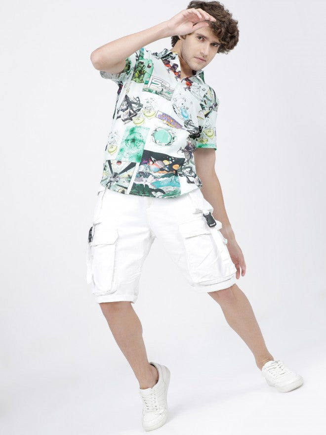 Mens Grey Slim Fit Printed Casual Shirt - Grey - Image 5