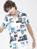 Mens Multi Slim Fit Printed Casual Shirt - Multi - Image 1