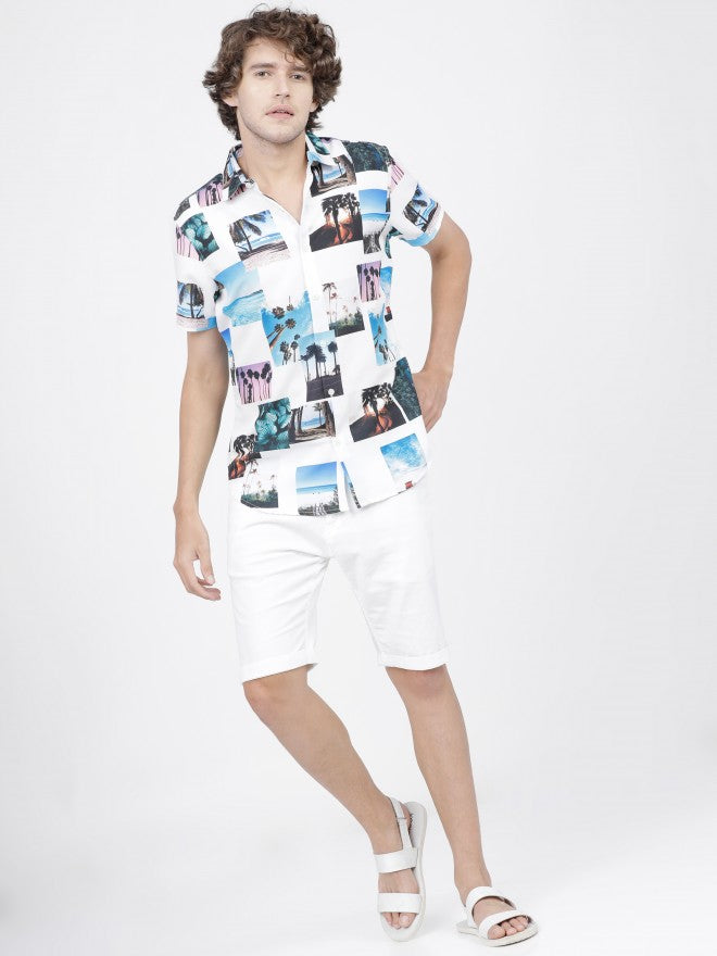 Mens Multi Slim Fit Printed Casual Shirt - Multi - Image 5