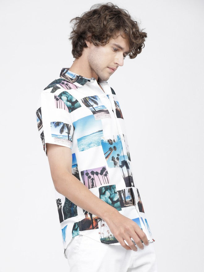 Mens Multi Slim Fit Printed Casual Shirt - Multi - Image 6