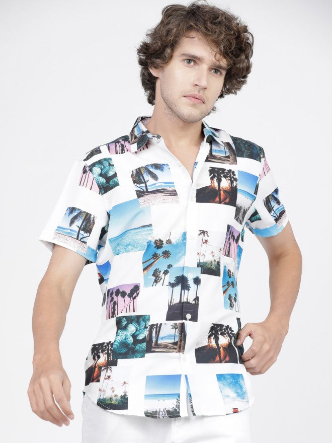 Mens Multi Slim Fit Printed Casual Shirt - Multi - Image 7