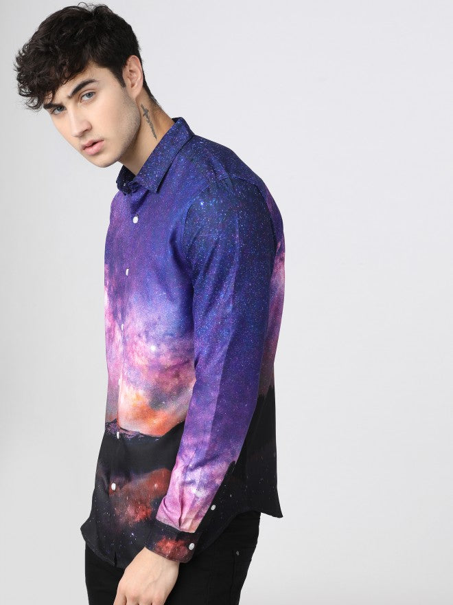 Mens Multi Slim Fit Printed Casual Shirt - Multi - Image 2