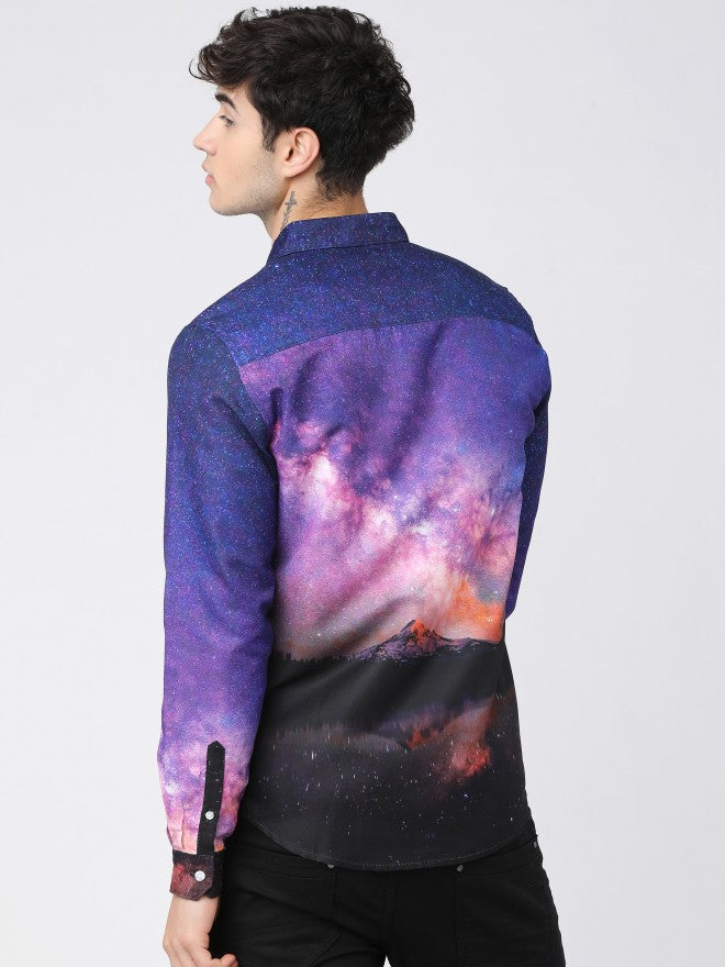 Mens Multi Slim Fit Printed Casual Shirt - Multi - Image 3