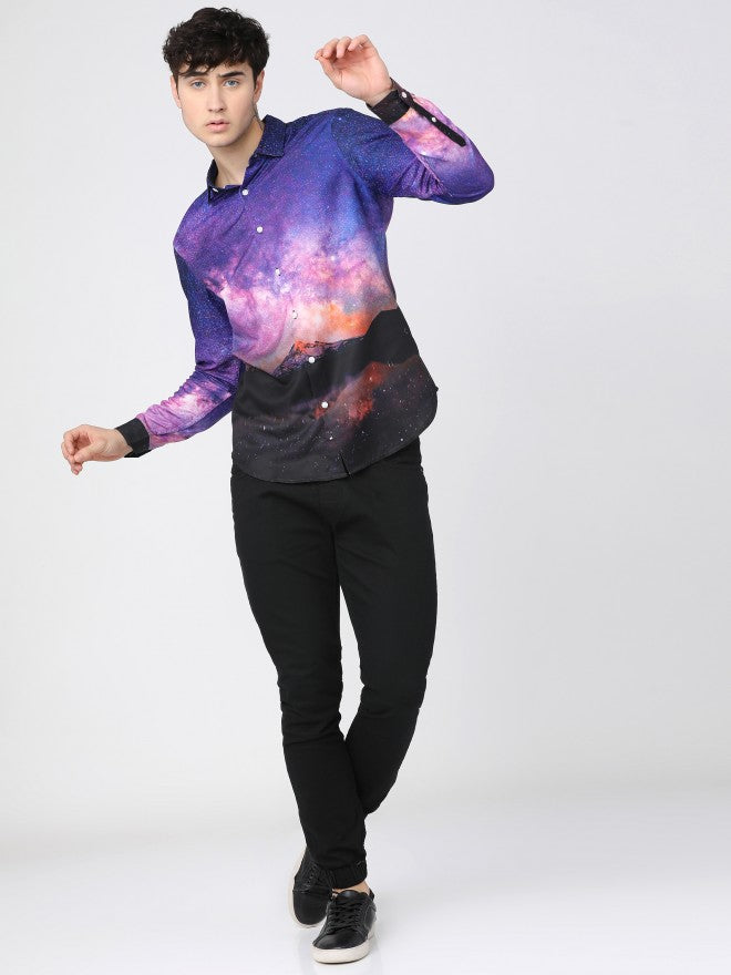 Mens Multi Slim Fit Printed Casual Shirt - Multi - Image 5