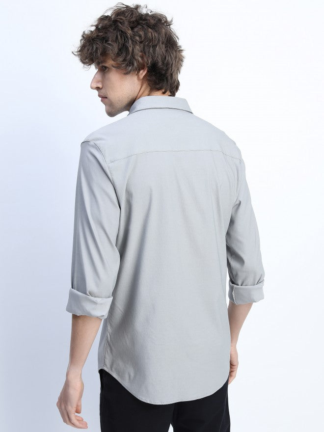 Highlander Mens Light Grey Party wear Shirt - Grey - Image 3