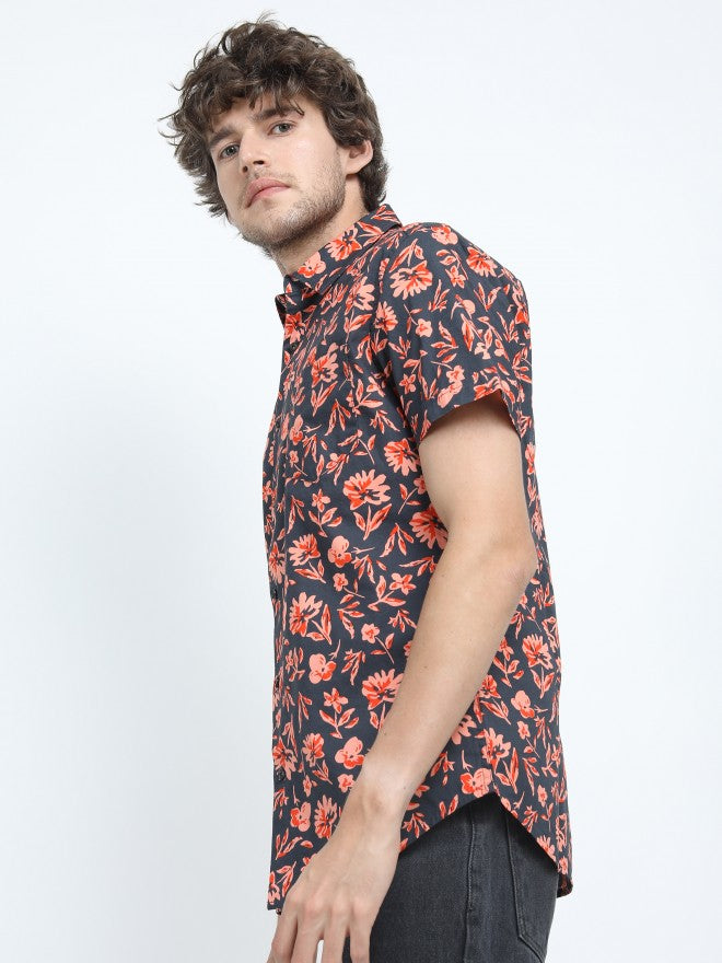 Highlander Mens Grey Slim Fit Printed Casual Shirt - Grey - Image 7