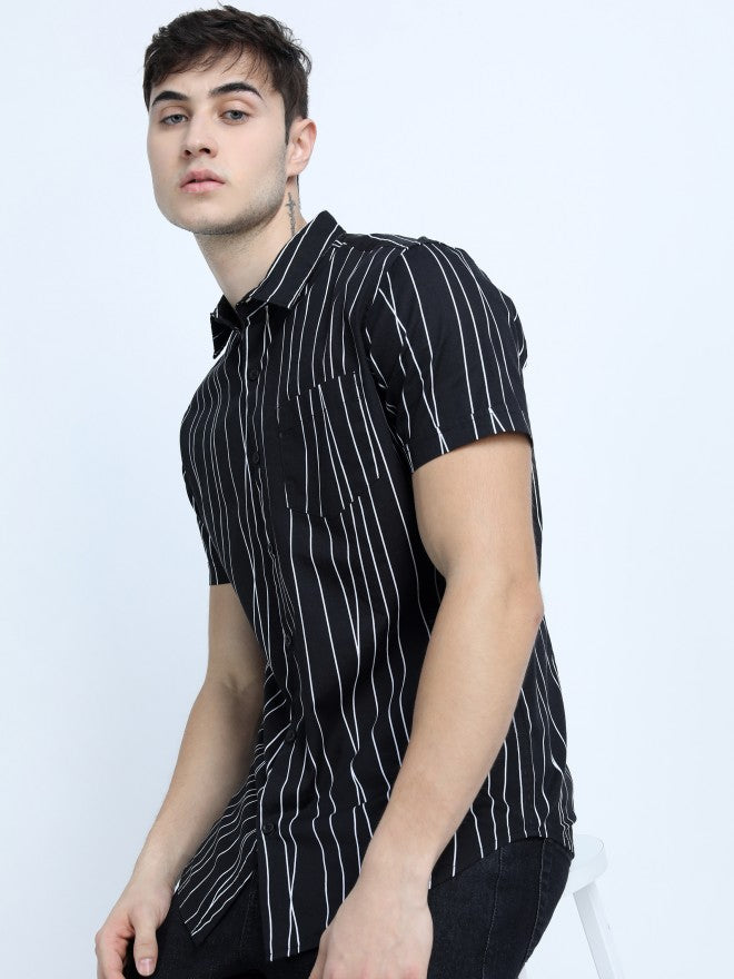 Highlander Men Multi Printed Slim Fit Casual Shirt - Black - Image 1