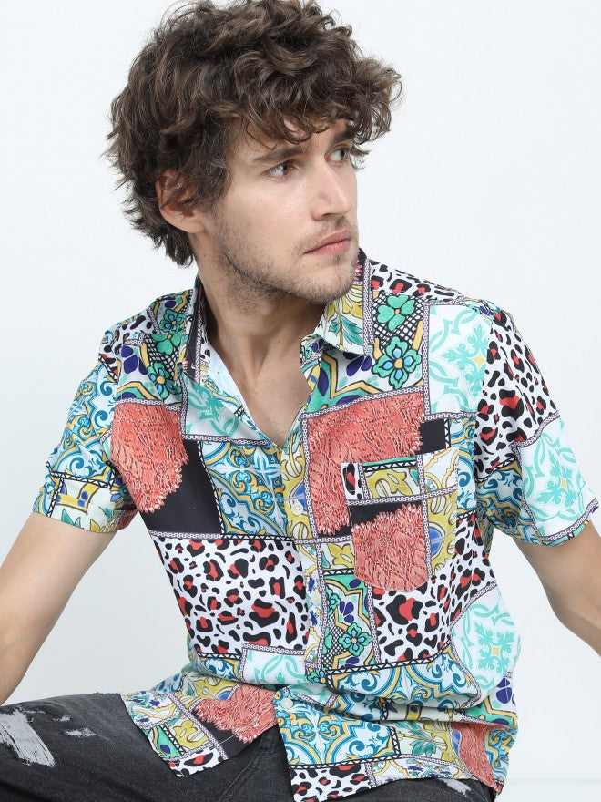 Highlander Men Multi Printed Slim Fit Casual Shirt - Multi - Image 1