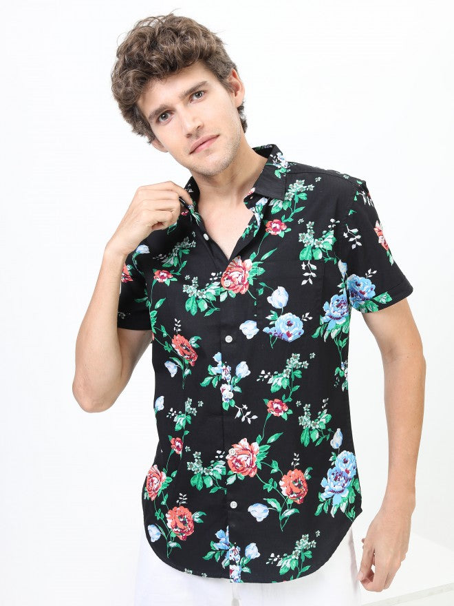 Highlander Men Black Printed Casual Shirt - Black - Image 1