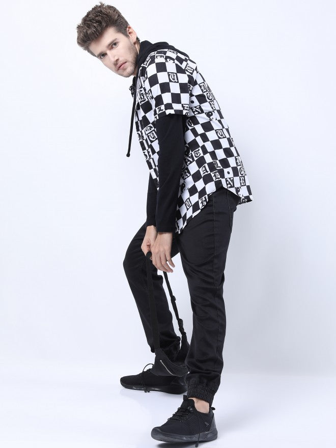 Highlander Men Black/White Slim Fit Printed Casual Shirt - Black - Image 2