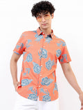 Highlander Men Coral Slim Fit Casual Shirt - Peach - Image 1
