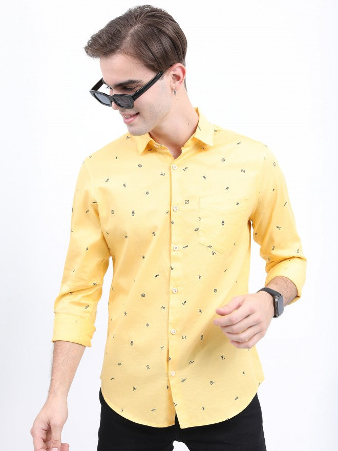 Highlander Men Yellow Slim Fit Casual Shirt - Yellow - Image 1