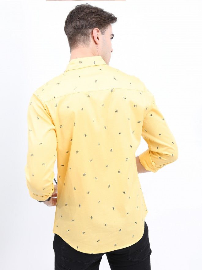Highlander Men Yellow Slim Fit Casual Shirt - Yellow - Image 3