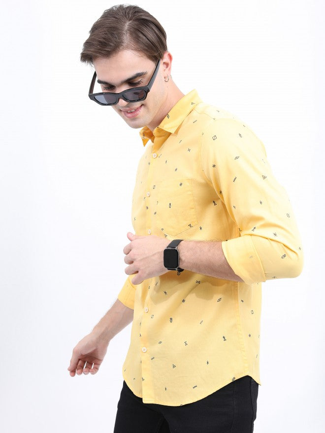 Highlander Men Yellow Slim Fit Casual Shirt - Yellow - Image 4