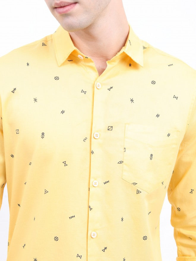Highlander Men Yellow Slim Fit Casual Shirt - Yellow - Image 5