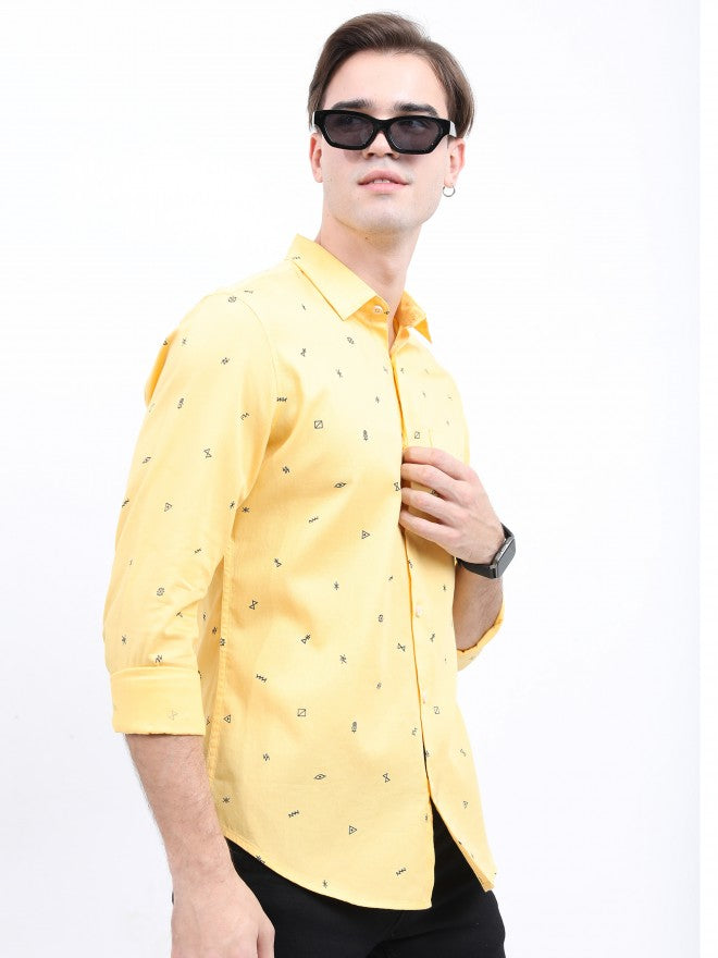 Highlander Men Yellow Slim Fit Casual Shirt - Yellow - Image 6
