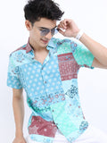 Highlander Men Sea Green/Maroon Slim Fit Casual Shirt - Sage - Image 1