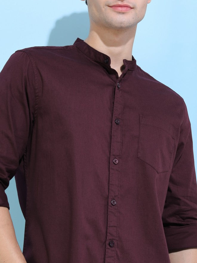 Highlander Men Coffee Solid Slim Fit Casual Shirt - Brown - Image 4