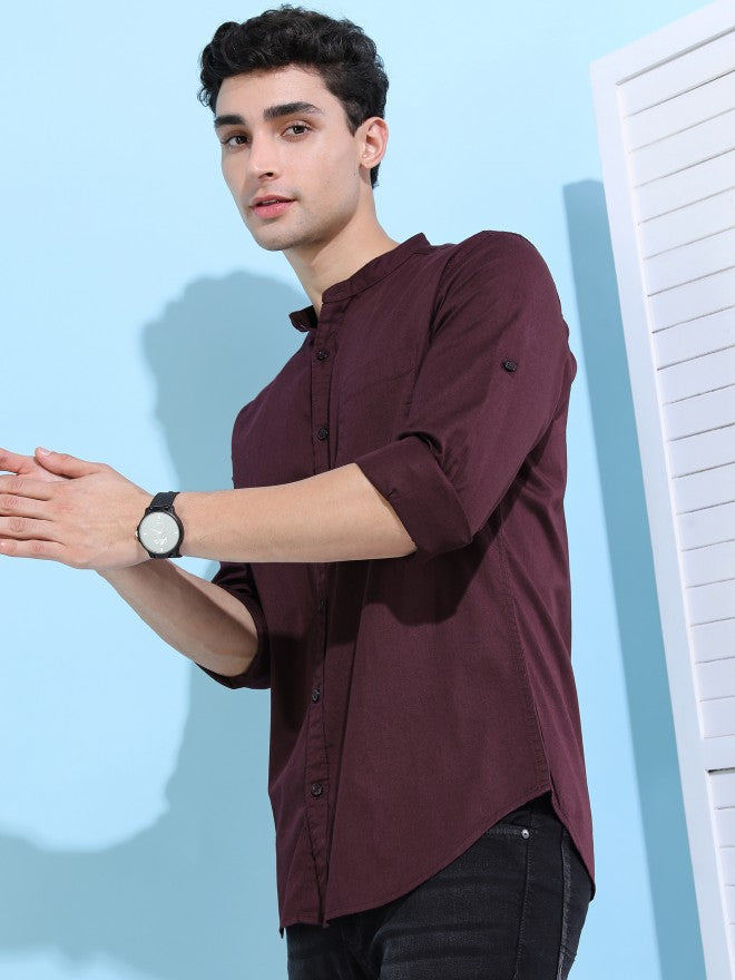 Highlander Men Coffee Solid Slim Fit Casual Shirt - Brown - Image 5