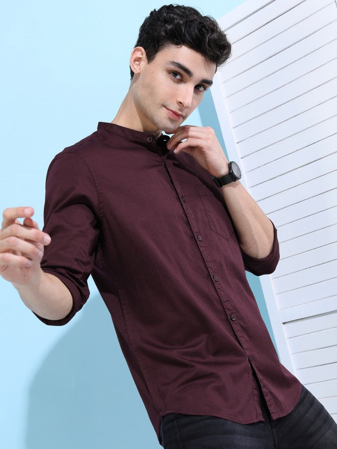 Highlander Men Coffee Solid Slim Fit Casual Shirt - Brown - Image 6