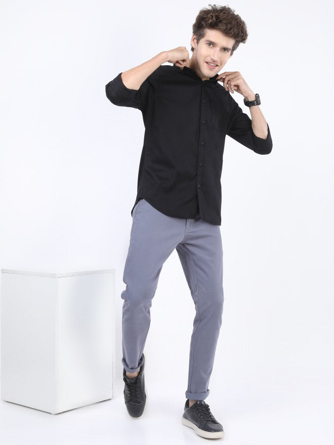 Highlander Men Black Solid Slim Fit Casual Shirt - Black - Image 2