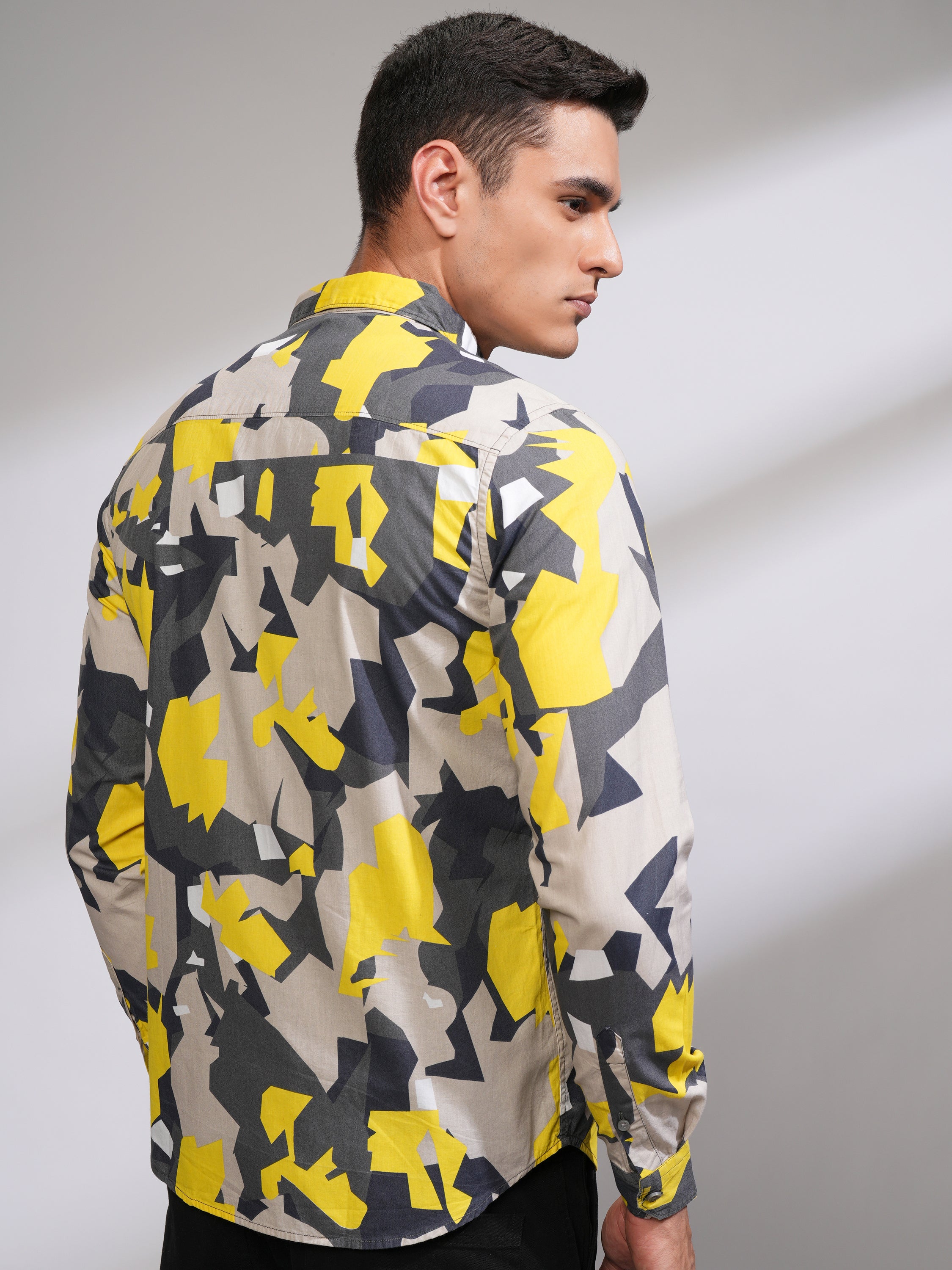 Highlander Men Olive Printed Slim Fit Casual Shirt - Olive - Image 3