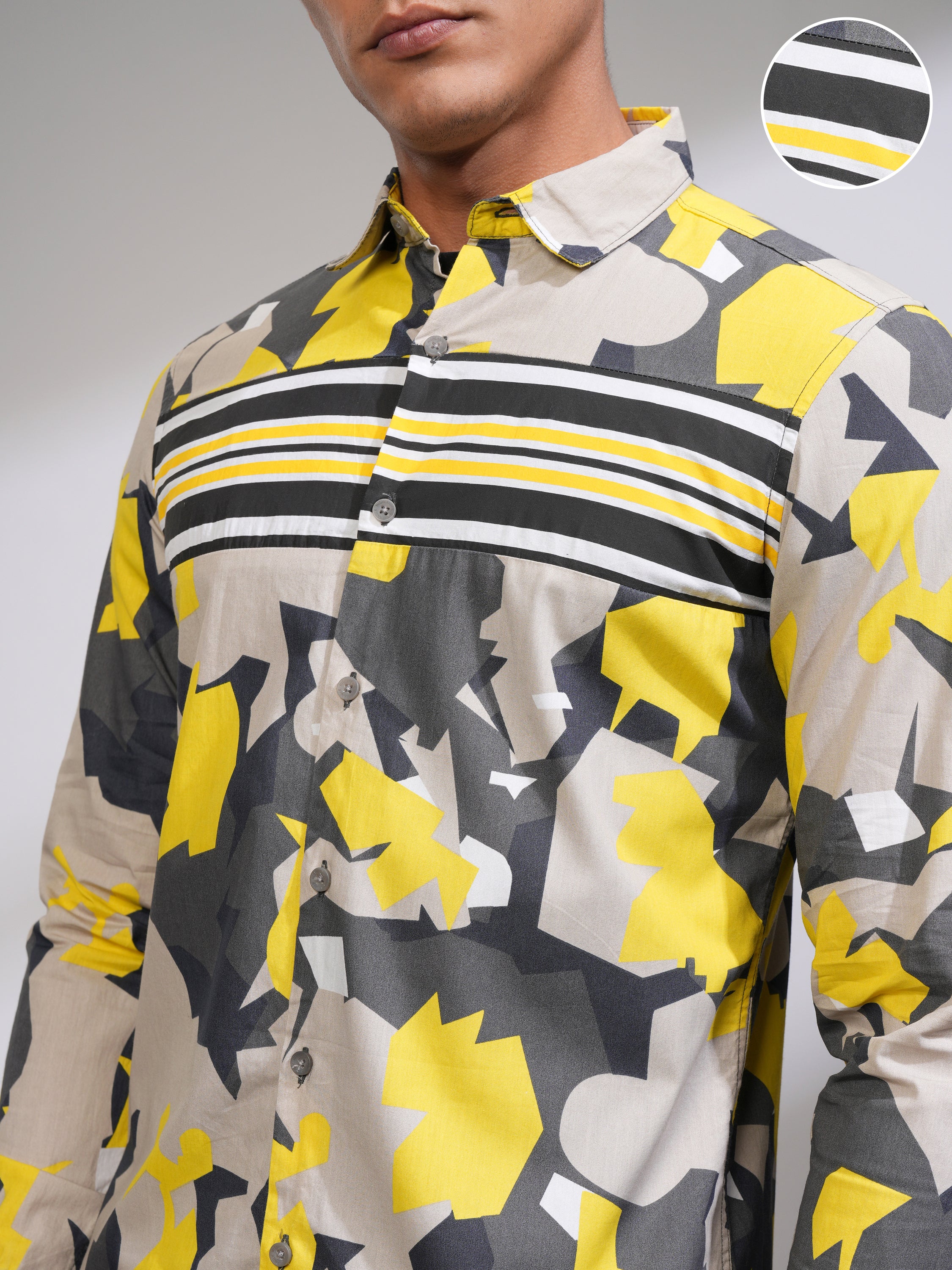 Highlander Men Olive Printed Slim Fit Casual Shirt - Olive - Image 5