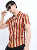Highlander Men Maroon Striped Slim Fit Casual Shirt - Maroon - Image 1