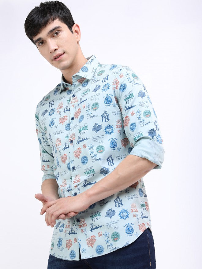 Highlander Men Light Blue Slim Fit Casual Shirt - Blue - Image 4