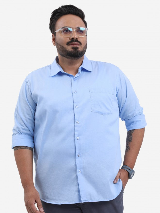 Highlander Men Powder Blue Plus Size Slim Fit Casual Shirt - Blue - Image 1