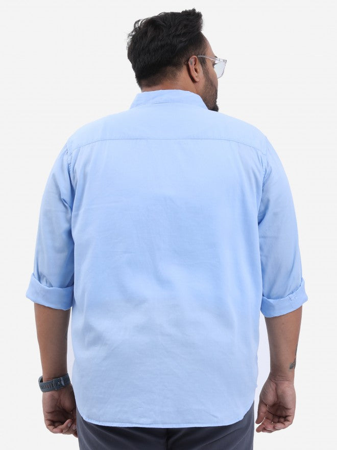 Highlander Men Powder Blue Plus Size Slim Fit Casual Shirt - Blue - Image 3