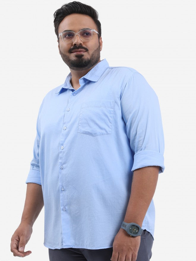 Highlander Men Powder Blue Plus Size Slim Fit Casual Shirt - Blue - Image 4
