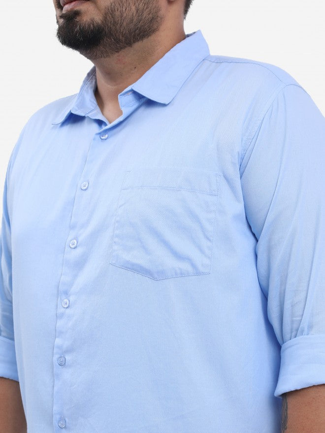 Highlander Men Powder Blue Plus Size Slim Fit Casual Shirt - Blue - Image 5