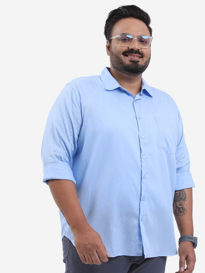 Highlander Men Powder Blue Plus Size Slim Fit Casual Shirt - Blue - Image 6