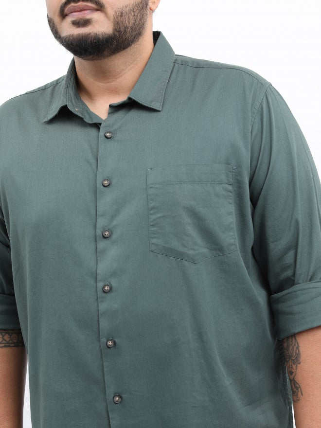 Highlander Men Oil Blue Slim Fit Solid Casual Shirt - Blue - Image 5