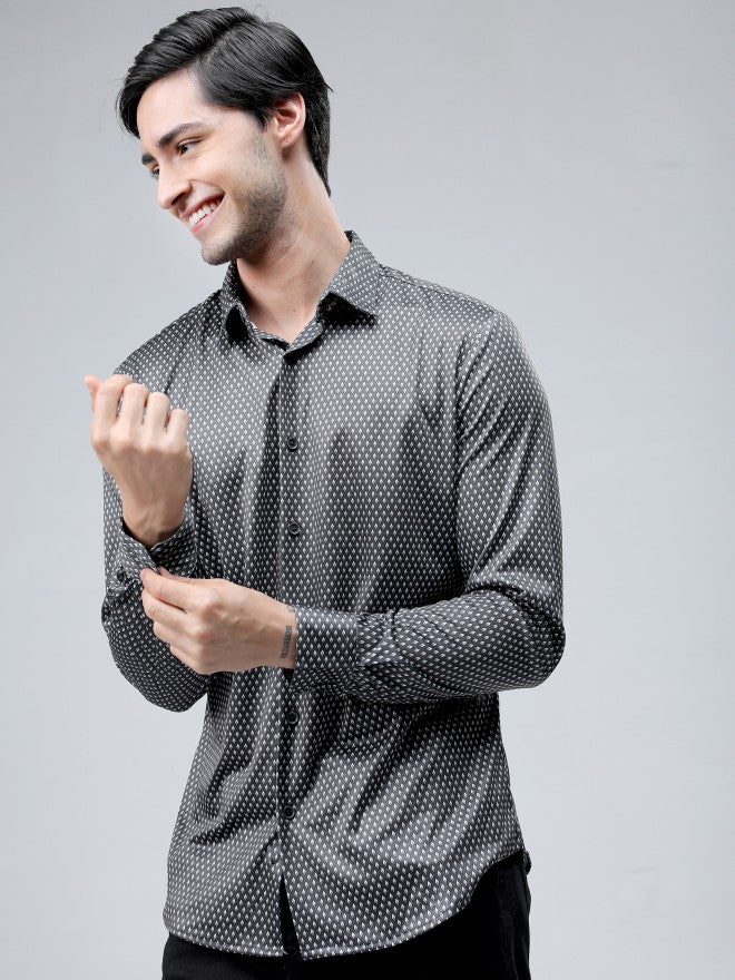 Highlander Men Grey Printed Casual Shirt - Grey - Image 1