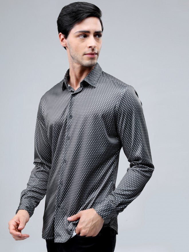 Highlander Men Grey Printed Casual Shirt - Grey - Image 4
