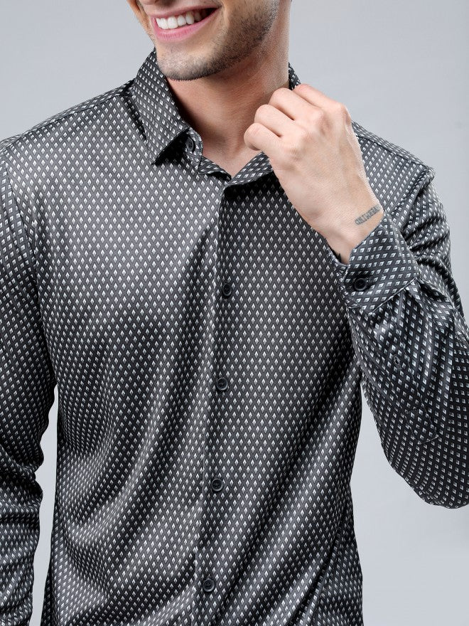 Highlander Men Grey Printed Casual Shirt - Grey - Image 5