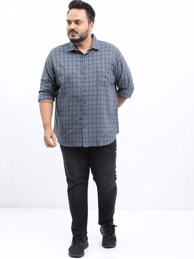 Xtra Ordinary By Highlander Men Grey Checked Slim Fit Casual Shirt - Grey - Image 2