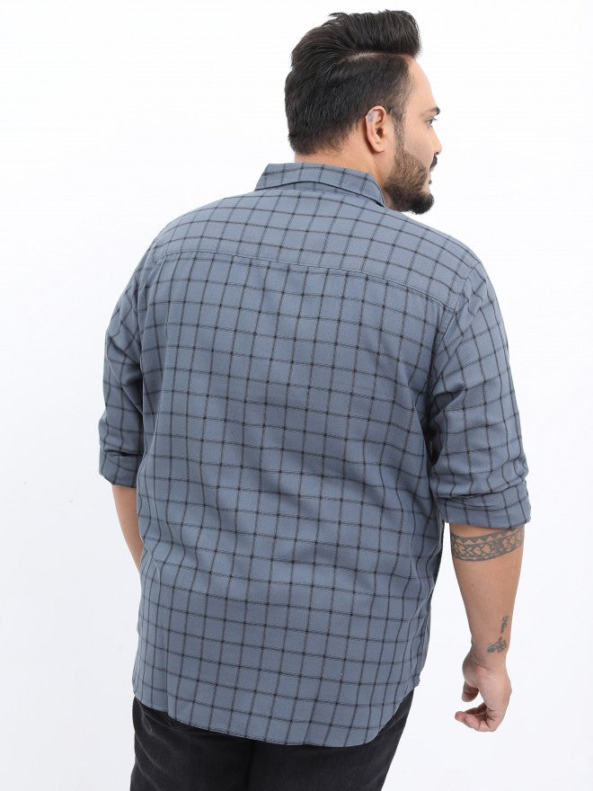 Xtra Ordinary By Highlander Men Grey Checked Slim Fit Casual Shirt - Grey - Image 3