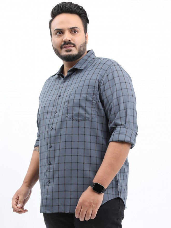 Xtra Ordinary By Highlander Men Grey Checked Slim Fit Casual Shirt - Grey - Image 4