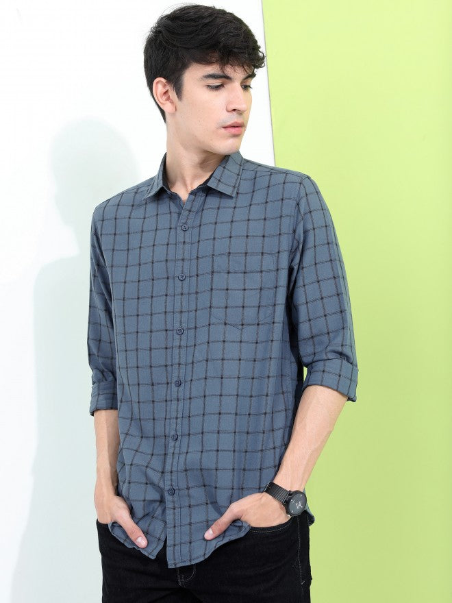 Highlander Men Grey Slim Fit Casual Shirt - Grey - Image 1