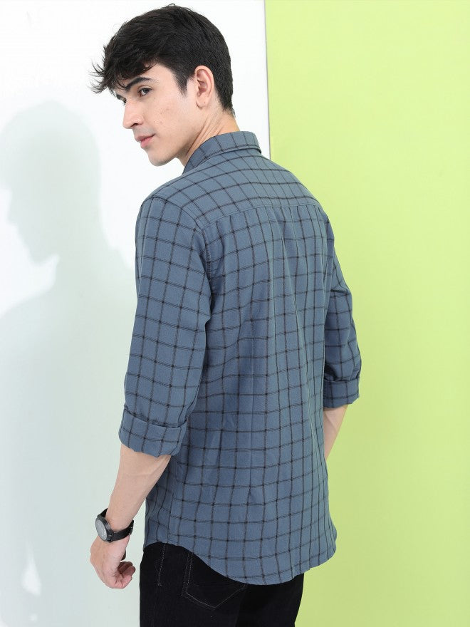 Highlander Men Grey Slim Fit Casual Shirt - Grey - Image 3