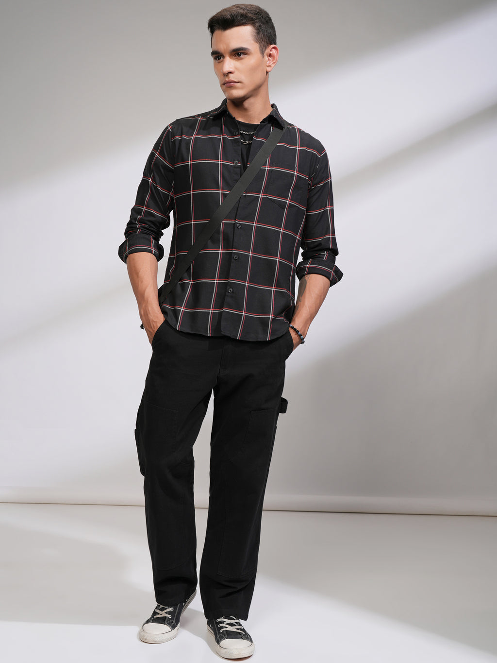 Highlander Men Black Slim Fit Casual Shirt - Black - Image 2