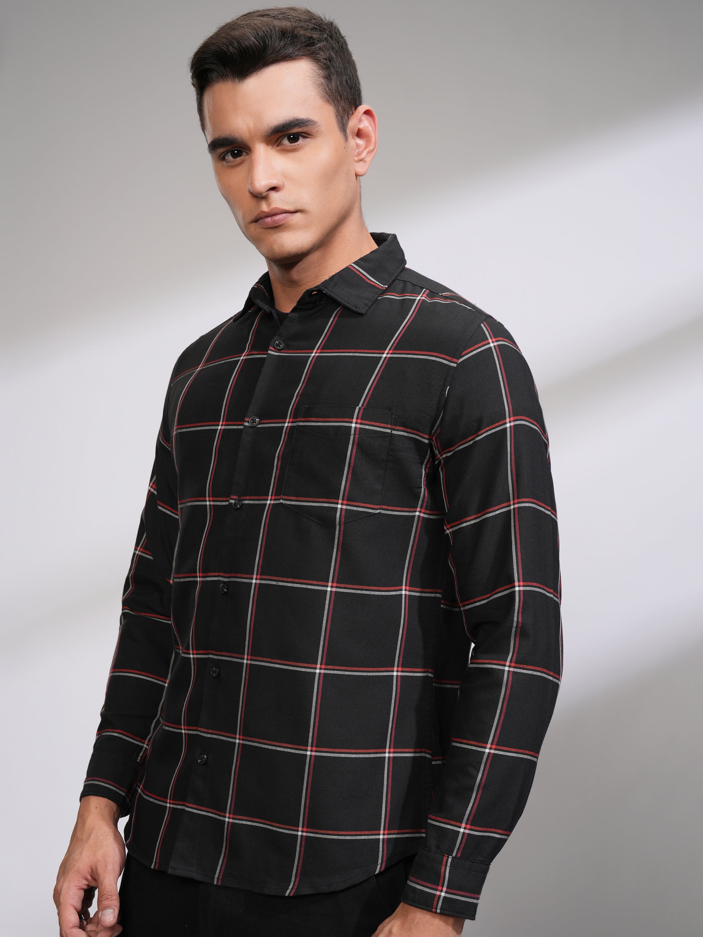 Highlander Men Black Slim Fit Casual Shirt - Black - Image 4